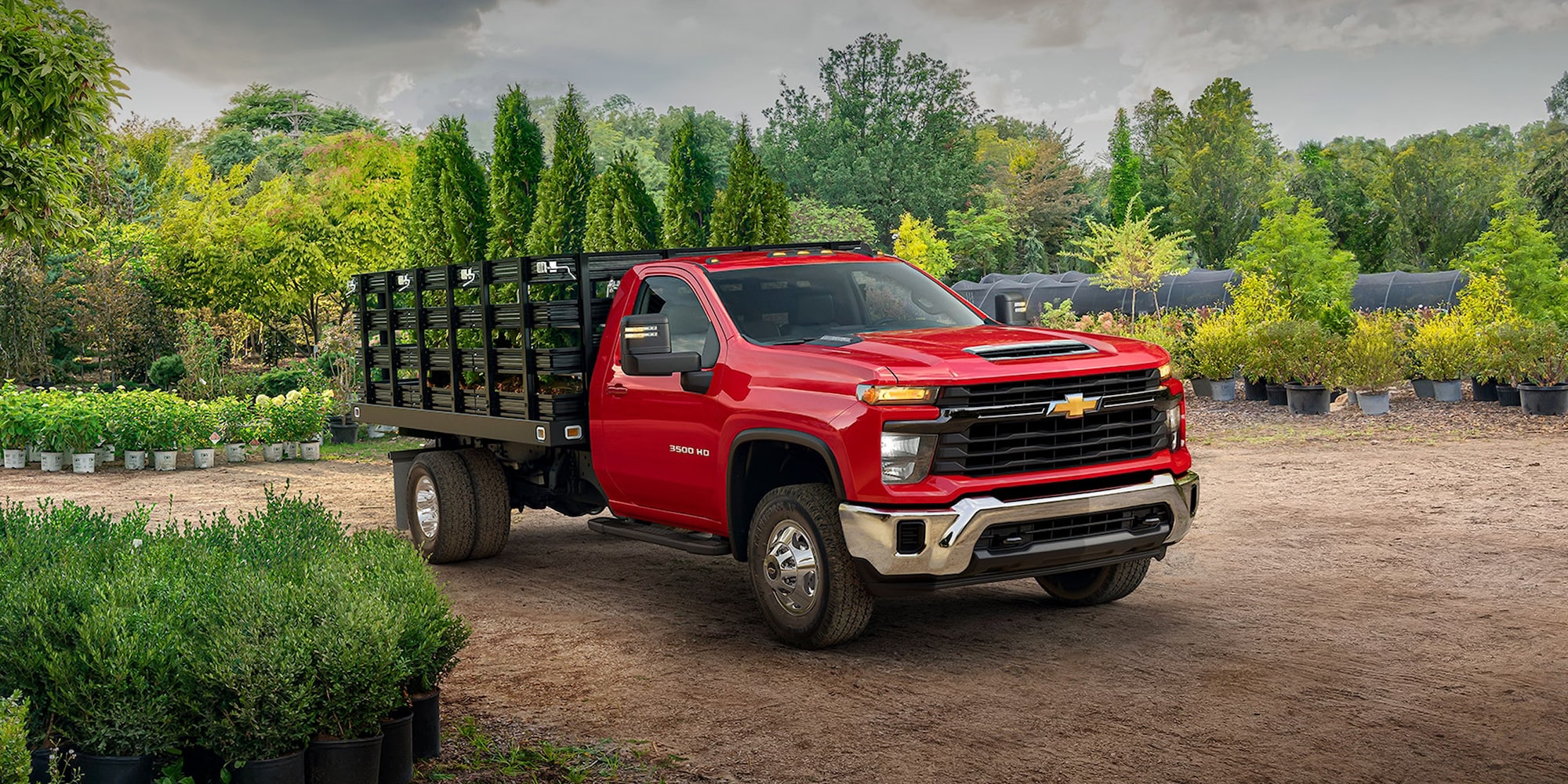 2026 Chevy Silverado 3500 HD Chassis Cab Hauling Trees From a Gardening Center