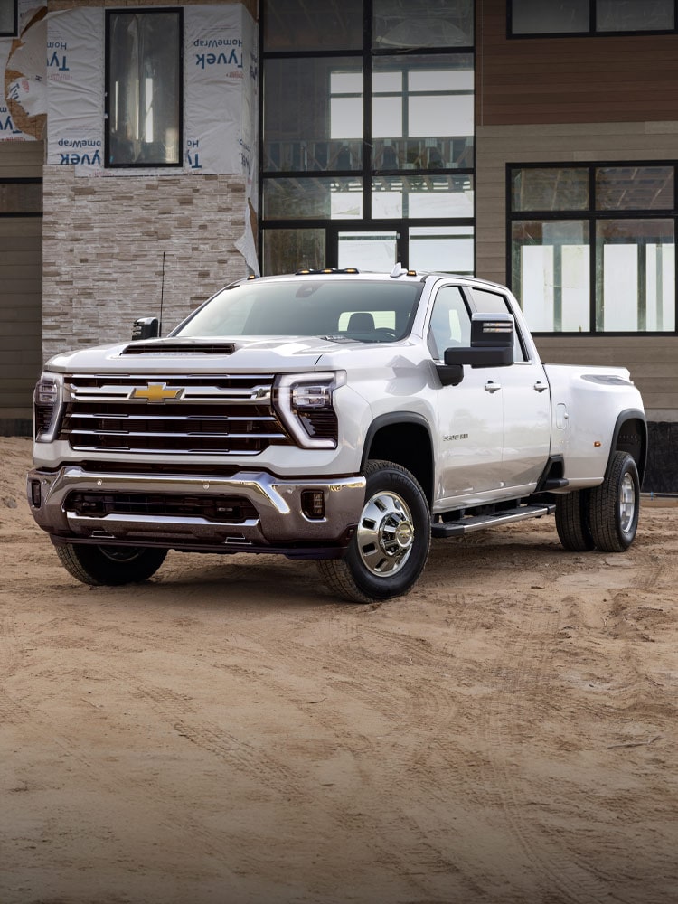 Three-Quarter View of the 2026 Chevy Silverado HD on a Job Site