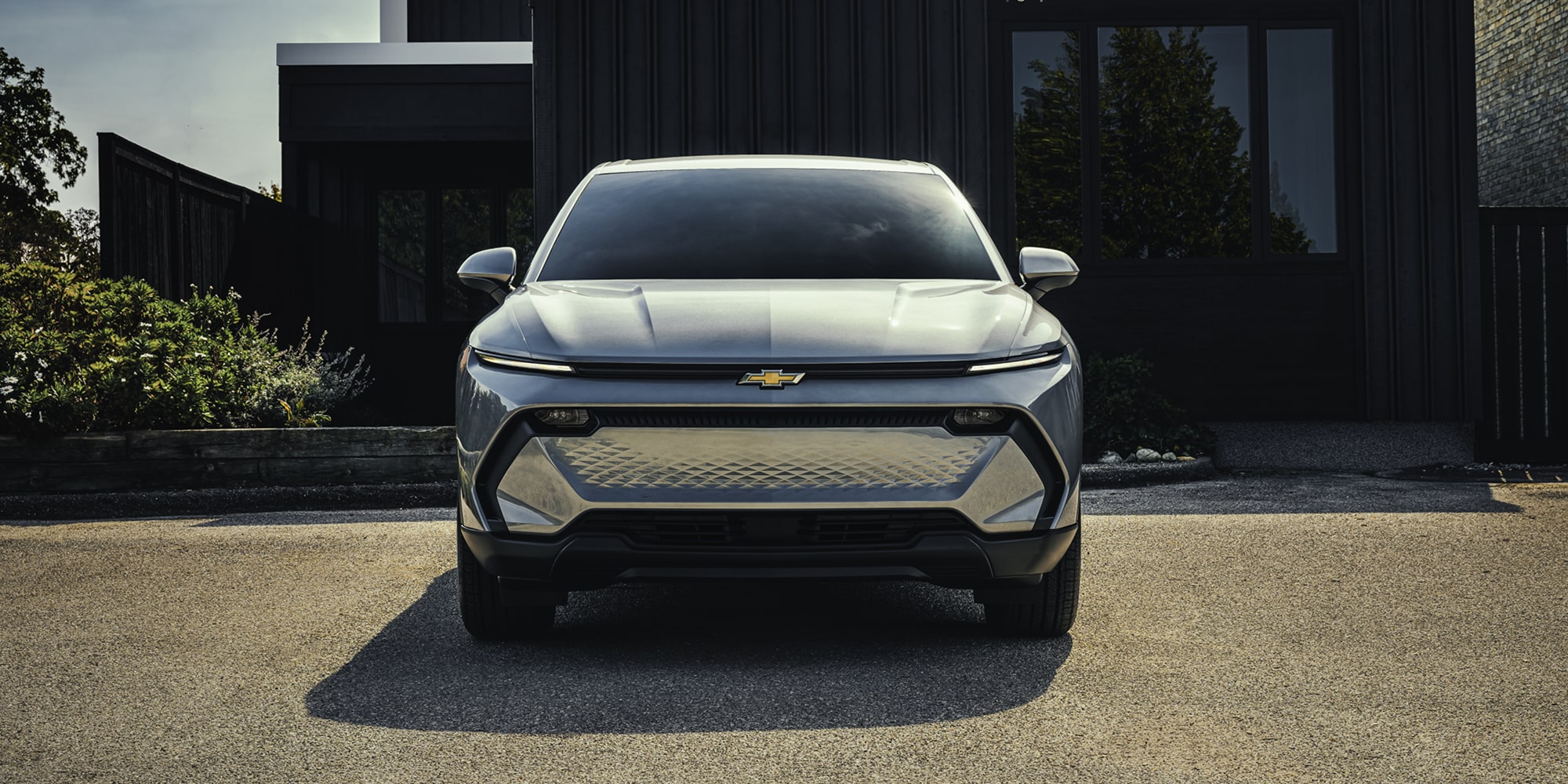 2026 Chevy Equinox EV Front End View Parked in a Driveway