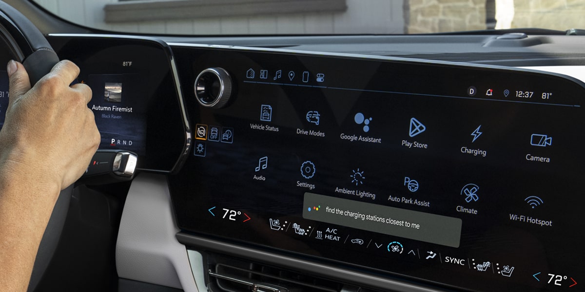 Vista del lado del pasajero del volante de Chevy Equinox EV