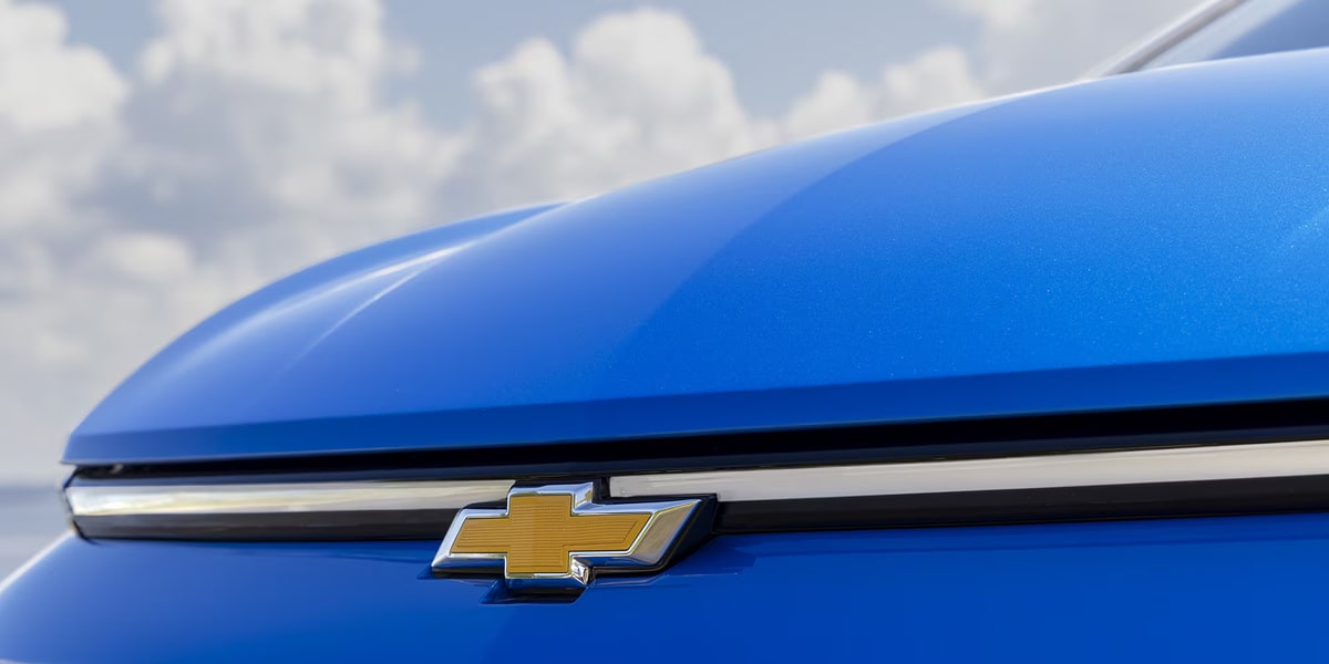 Close-up of the Chevy Emblem on the Equinox EV Front Bumper