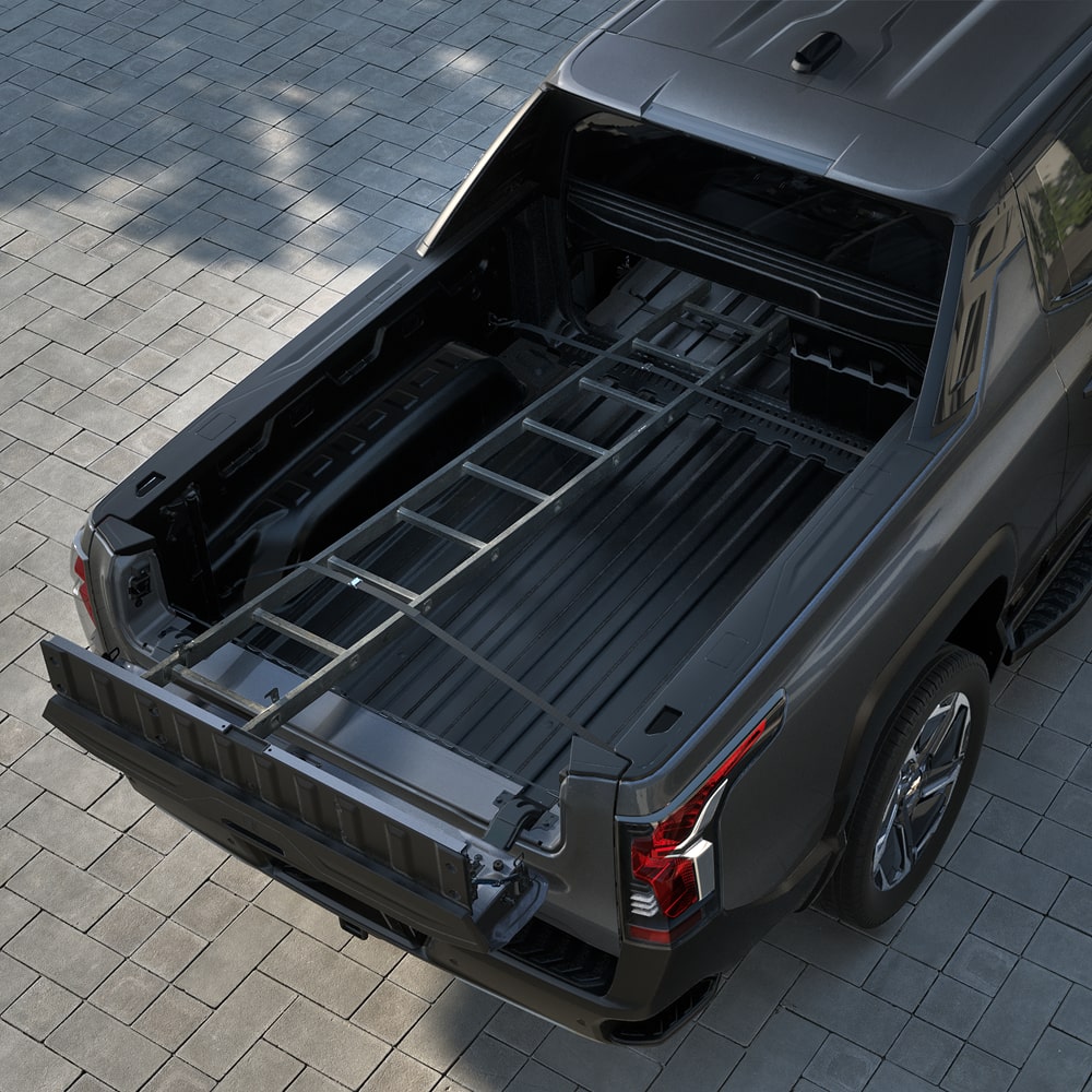Ladder Stored in the Bed of a 2027 Chevy Silverado EV