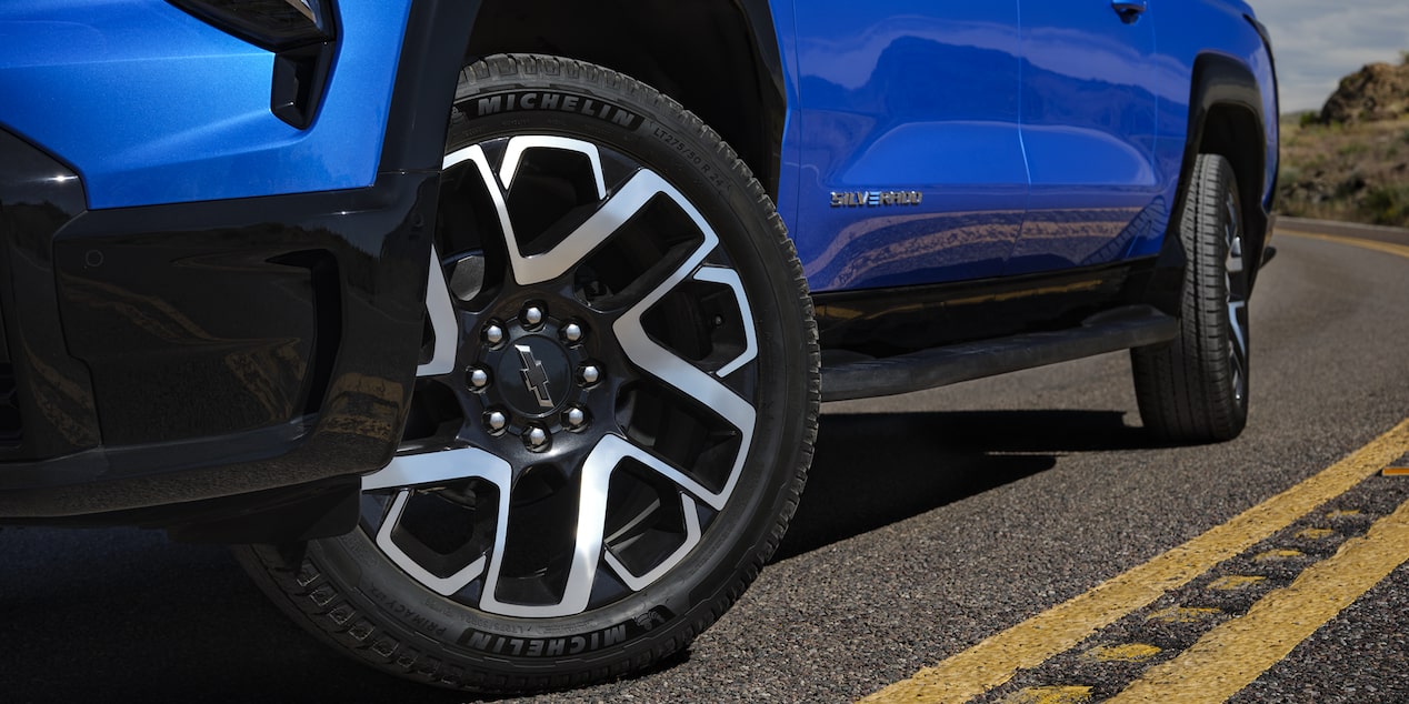 Tire View of the Blue Chevy Silverado EV