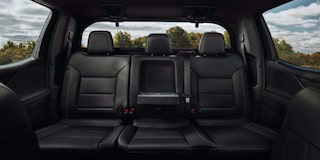 Rear Interior View of 2026 Chevy Silverado Focusing on Rear Seating Area and Legroom