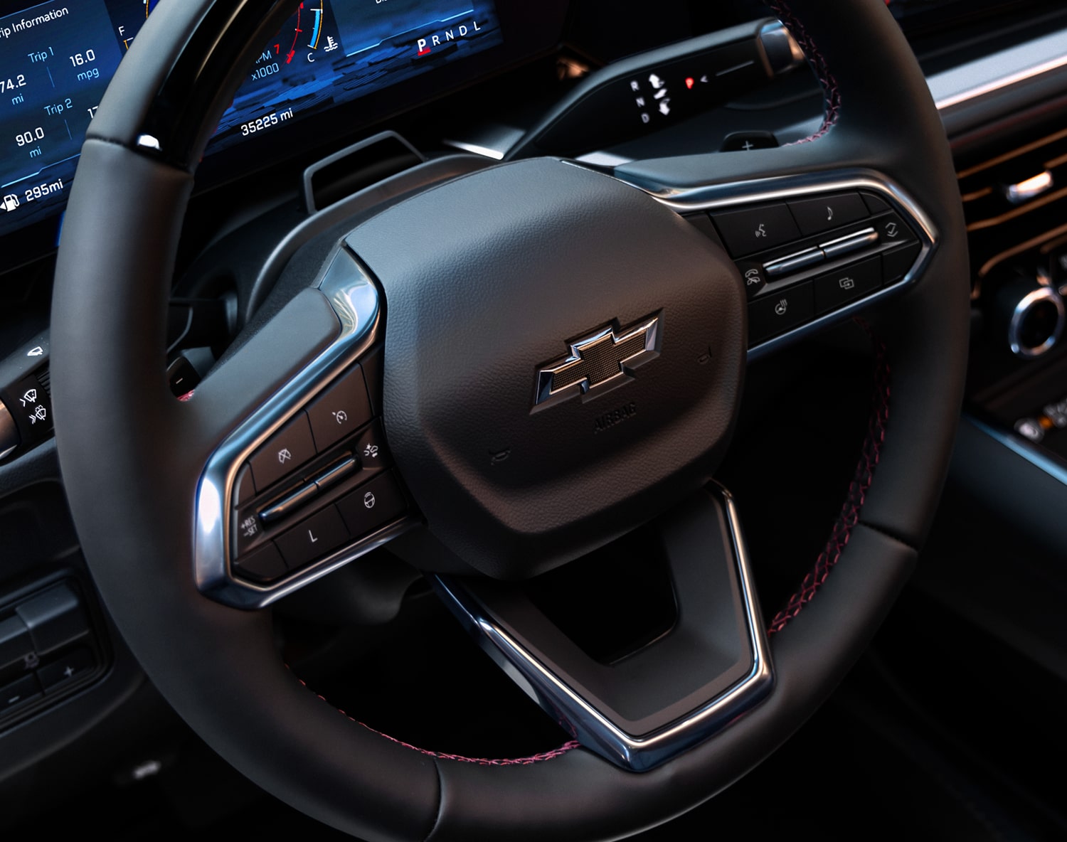 Interior view of a chevrolet stearing wheel