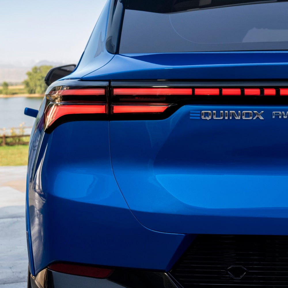 Close-Up View of the Rear Tail Light and Badging on the Exterior of the Chevy Equinox EV