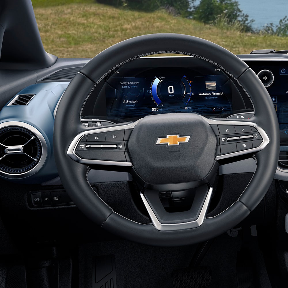 Interior Display of the Steering Wheel Inside the Chevy Equinox EV