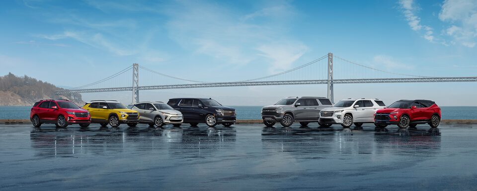 Chevrolet Awards: Pack Shot of vehicles in front of bridge