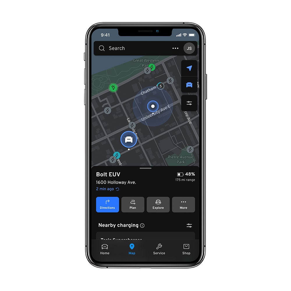 Pantalla de carga de EV de la aplicación MyChevrolet