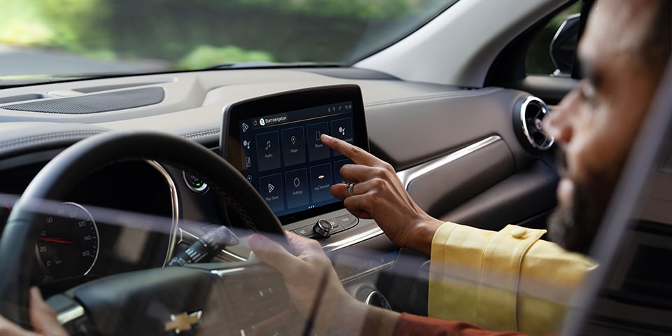 Passenger Using In-Vehicle Apps on Touch Screen Infotainment System