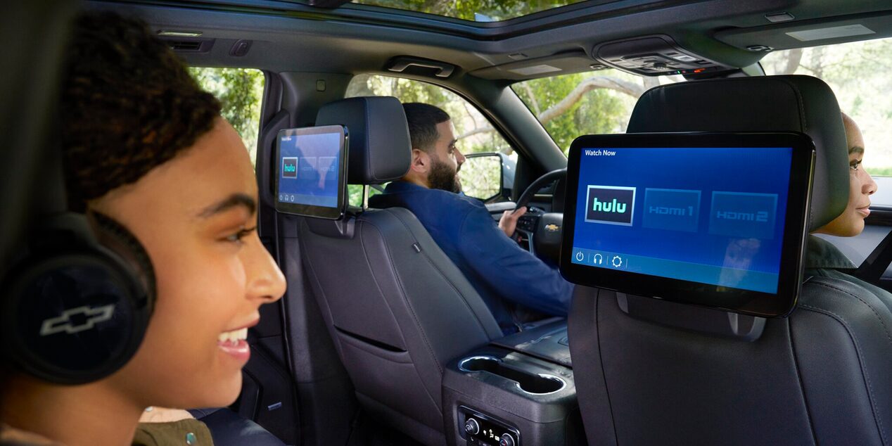 Child in Backseat Watching Hulu Using the Second Row Entertainment Screens