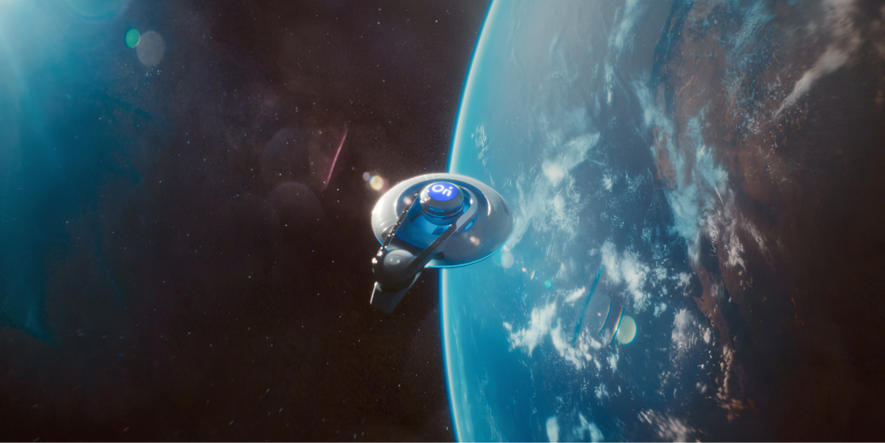 A Satellite Orbiting Around Earth in Space