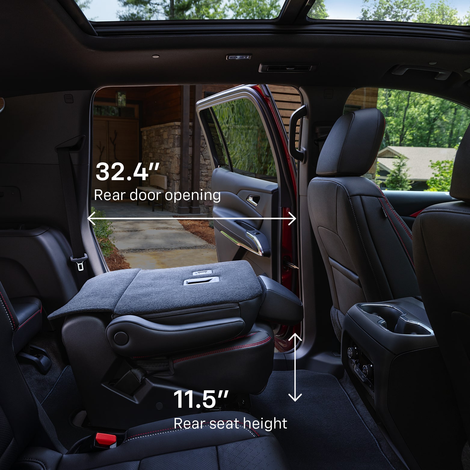 Second Row Seats Folded Down Dimensions Diagram Inside the 2025 Chevy Traverse