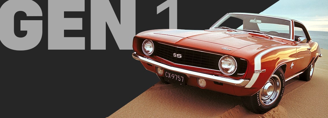 Classic Chevy Camaro SS in Orange Parked on the Sand near the Beach