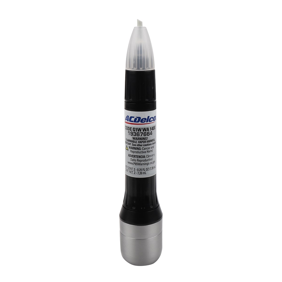 Black Acdelco Automotive Touch-up Paint Pen with Silver Cap on a White Background