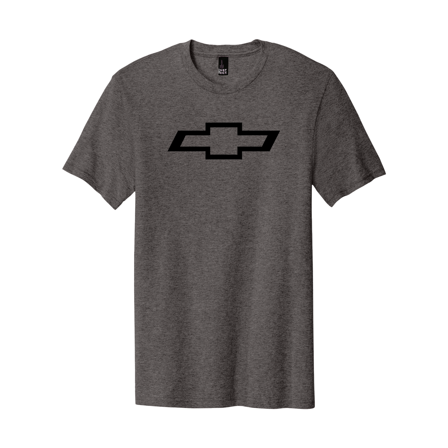 A Gray T-Shirt Featuring a Black Chevrolet Bowtie Logo on the Chest.