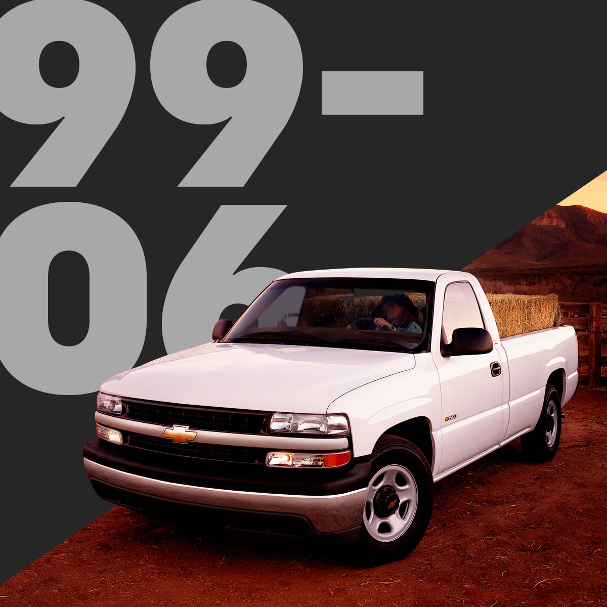 White Chevrolet Pickup Truck Carrying Hay Bales