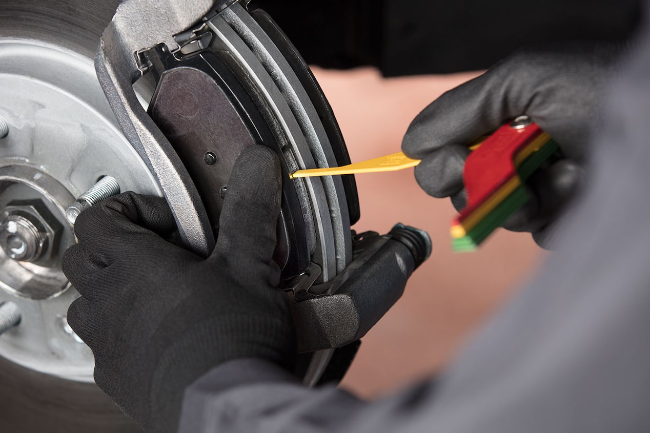 Chevrolet brake pads showing friction material wear