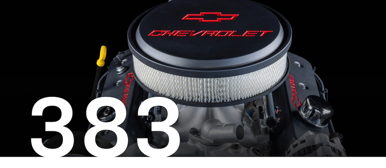 Un motor armado con piezas Chevrolet Performance 383