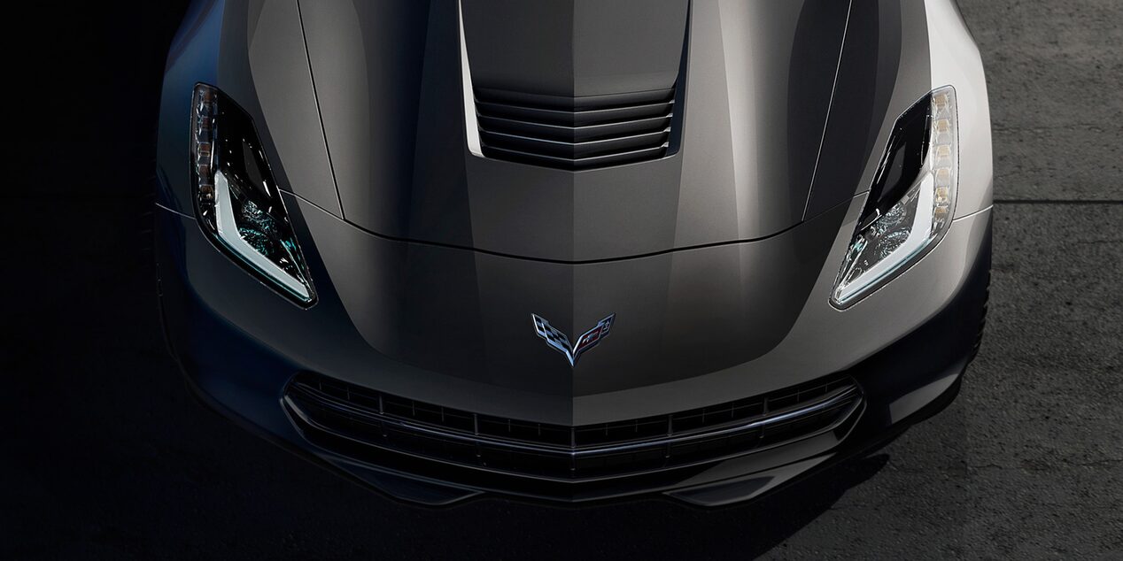 An Overhead View of a Silver 2014 Corvette Stingray