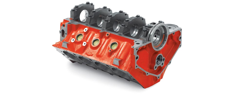 Vista inferior trasera del bloque grande vacío de motor Sportsman de cubierta alta de Chevrolet Performance
