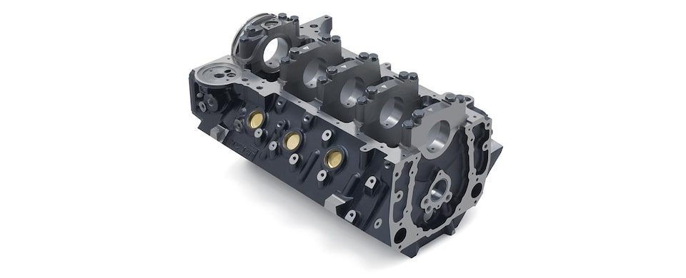 Chevrolet Performance Big-Block 502 Mark IV/Gen VI Bare Engine Block Bottom Front View