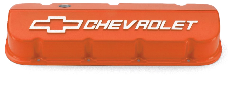Chevrolet Performance Big-Block Orange Powder-Coat Aluminum Competition-Design Valve Covers Part No. 25534374