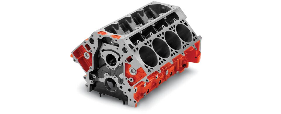 Chevrolet Performance LS/LT/LSX-Series Production Cylinder LSX Bowtie Engine Block Top Front View