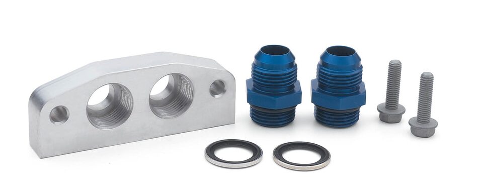 Chevrolet Performance LS/LT/LSX-Series Production Cylinder LSX Bowtie Engine Block Oil Hose Adapter