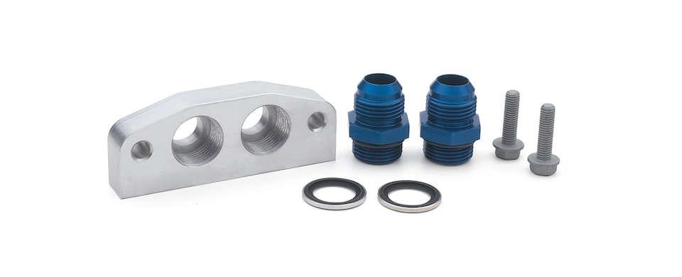 Adaptadores de manguera de aceite de cárter seco Chevrolet Performance para motores de la serie LS, LT y LSX, parte no. 25534412