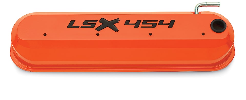 Chevrolet Performance LSX454 Orange/Black Valve Cover (with breather hole) Part No. 19332313
