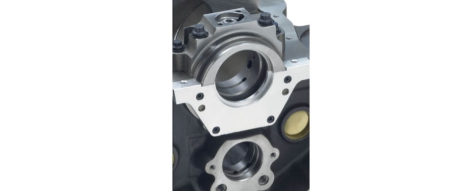 Chevrolet Performance Small-Block Bowtie Sportsman Engine Block 2-Piece Rear Main Seal View 