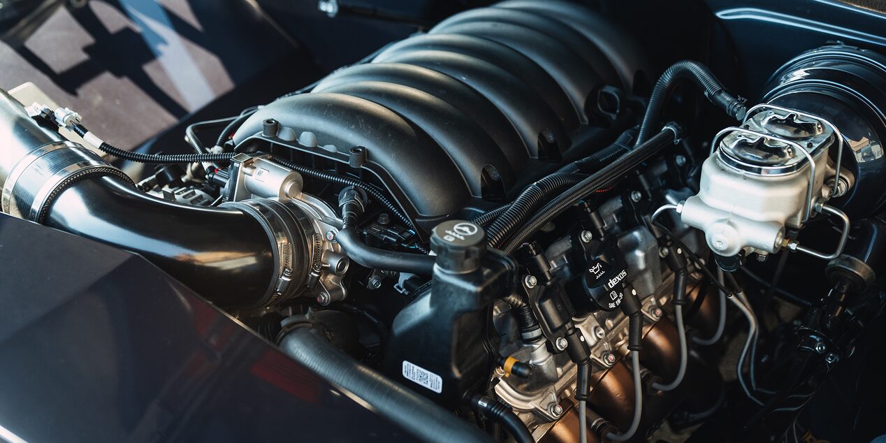 Close-up of car engine components
