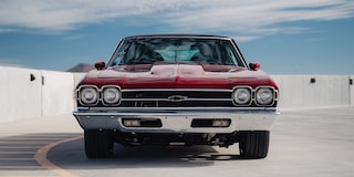 Front View of a Red Chevy Vehicle