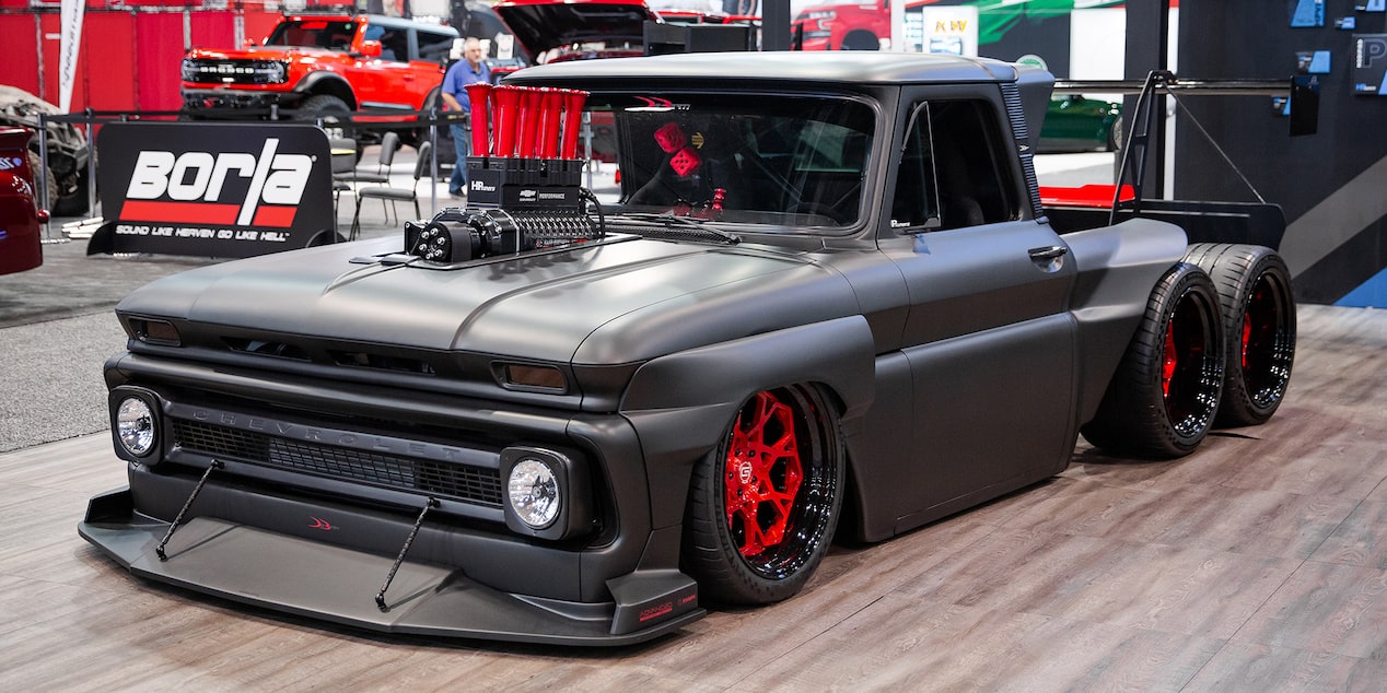 Front Right View of a 1965 Chevrolet C10 Slayer