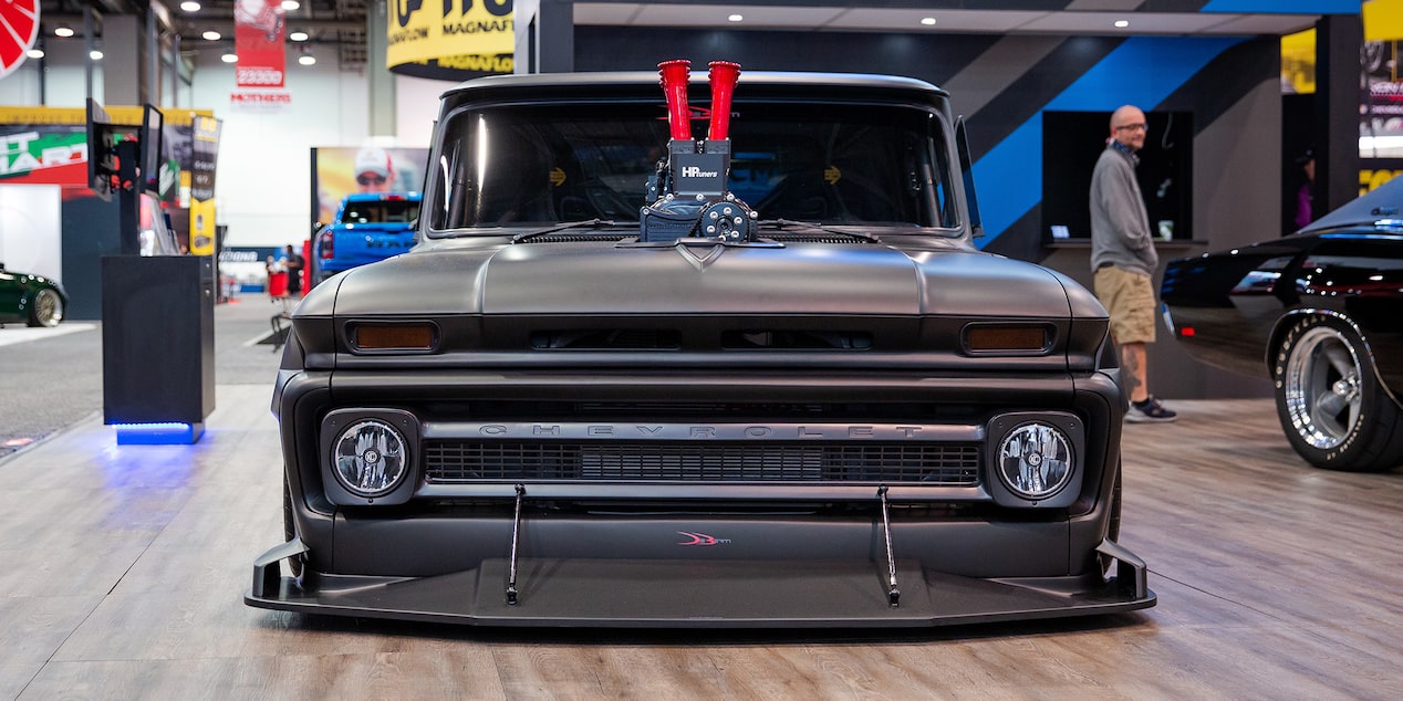 Front View of a 1965 Chevrolet C10 Slayer