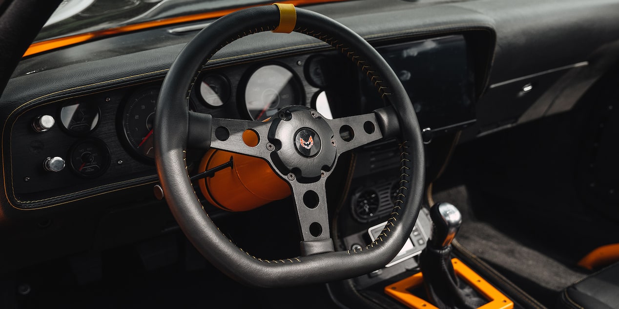 Close Up View of the Steering Wheel in a 1981 Pontiac Trans Am