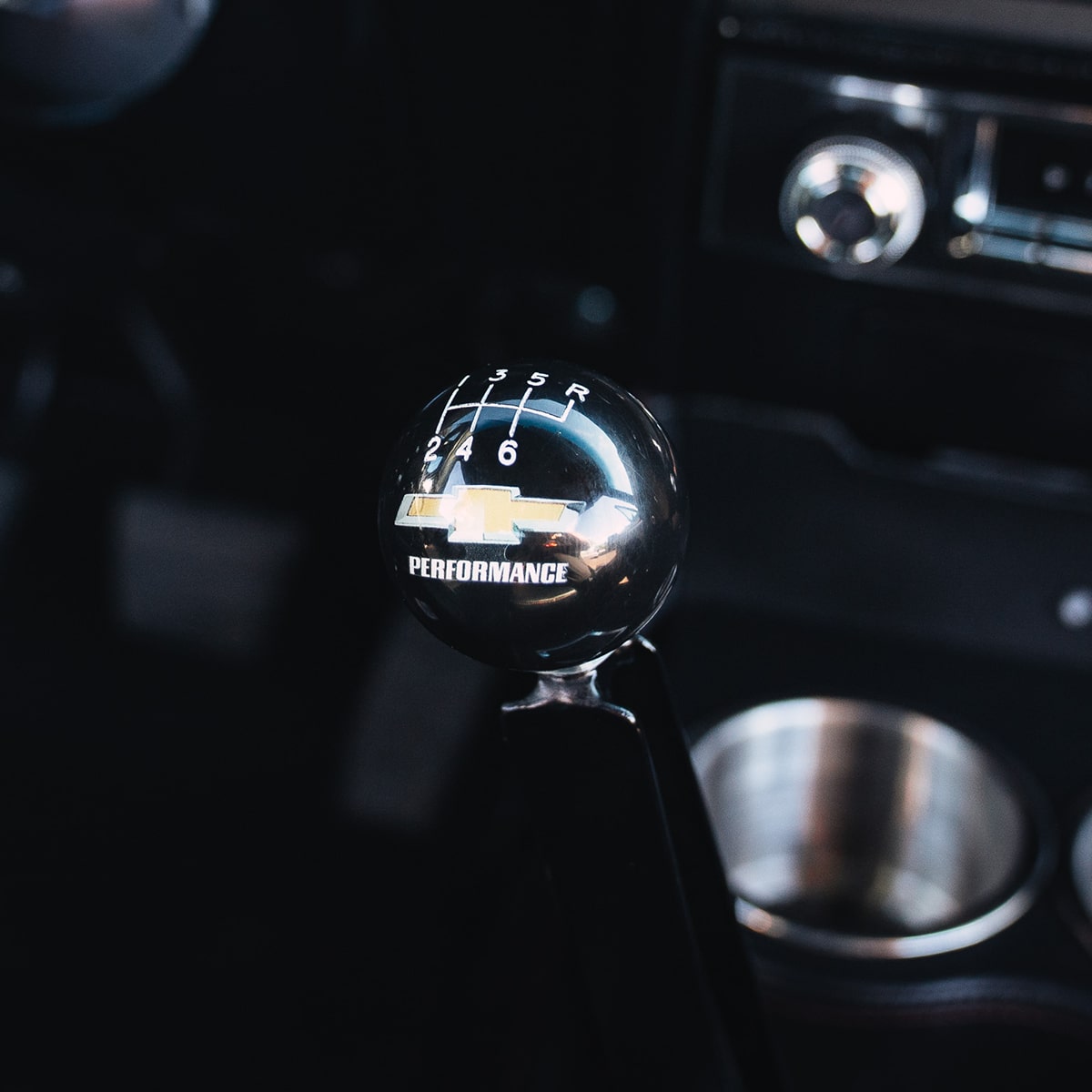 Close-up of the Gear Shift in a 1967 Chevy Camaro