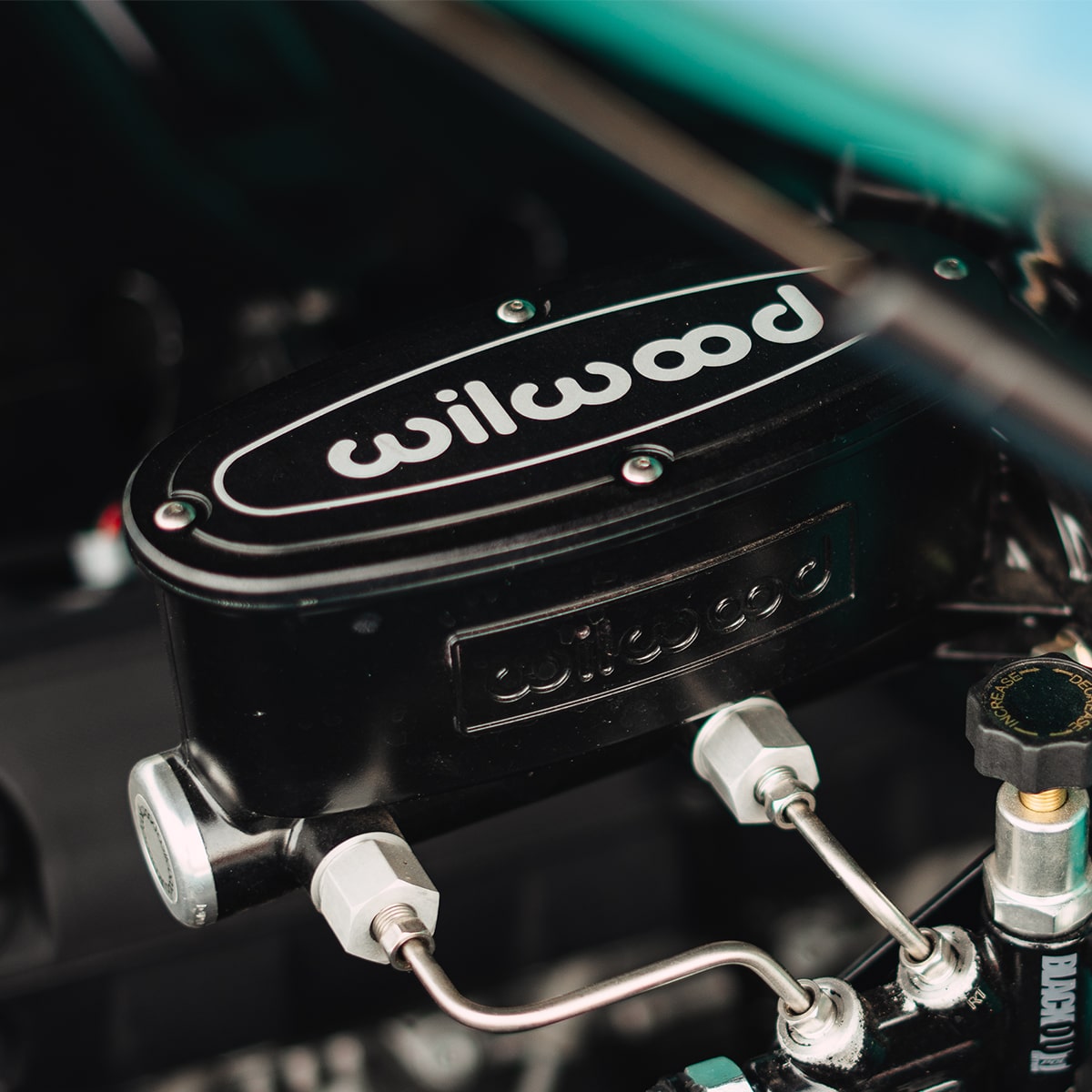 Close-up of a Chevrolet Performance Parts LT1 Crate Engine with "wilwood" Written on It in White Letters