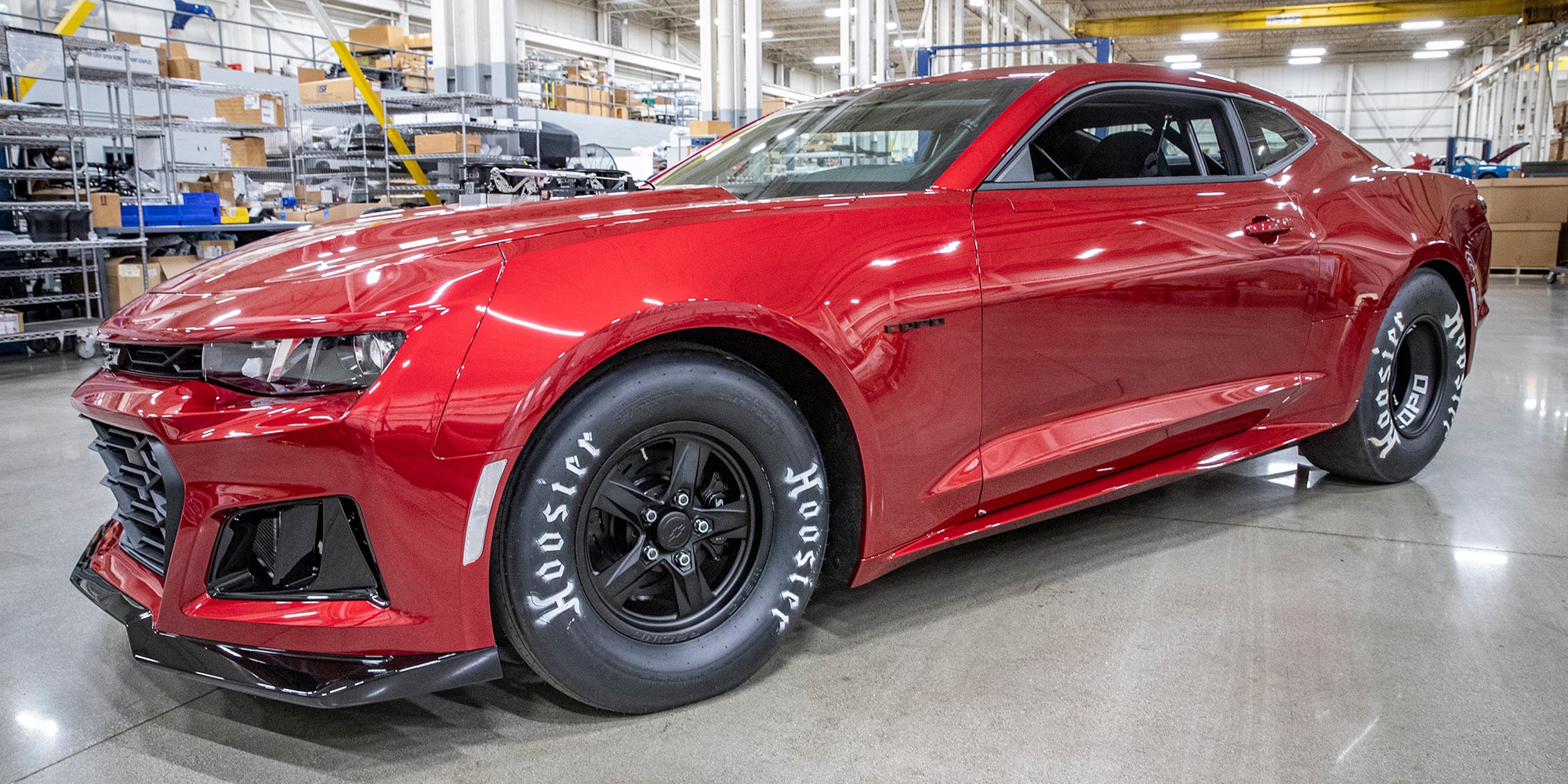 Front Left Side View of Red 2023 COPO Camaro