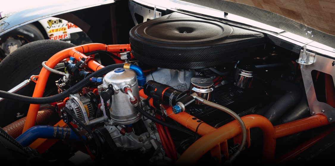 A Chevrolet Performance Parts Crate Engine in a Racecar's Engine Bay