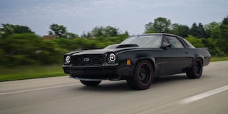 Front Left View of Black 1973 Chevelle Laguna
