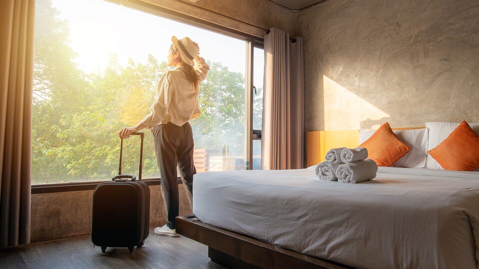 Woman Booking a Hotel Room Using My Chevrolet Rewards