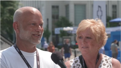 Christopher and Teresa talking about My Chevy Rewards at the 2023 CMA Fest