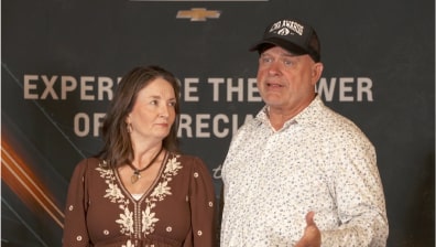 Cindy and Kevin talking about My Chevrolet Rewards at the CMA’s