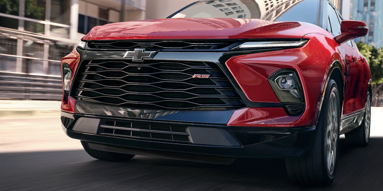 Front Grill of 2026 Red Chevy Blazer