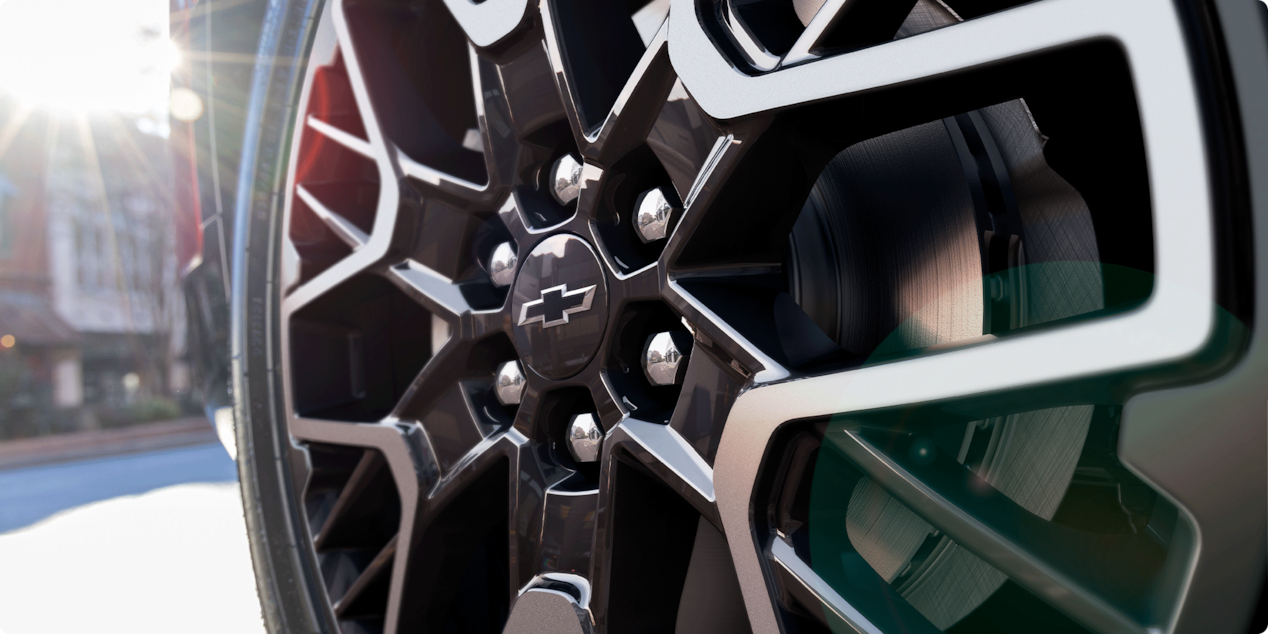 Close-up of a 2026 Red Chevy Blazer Wheel Rims