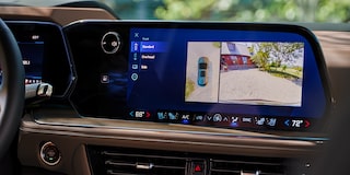 Close-up of the 2026 Chevy Suburban Display Screen Showing the Overhead Camera View