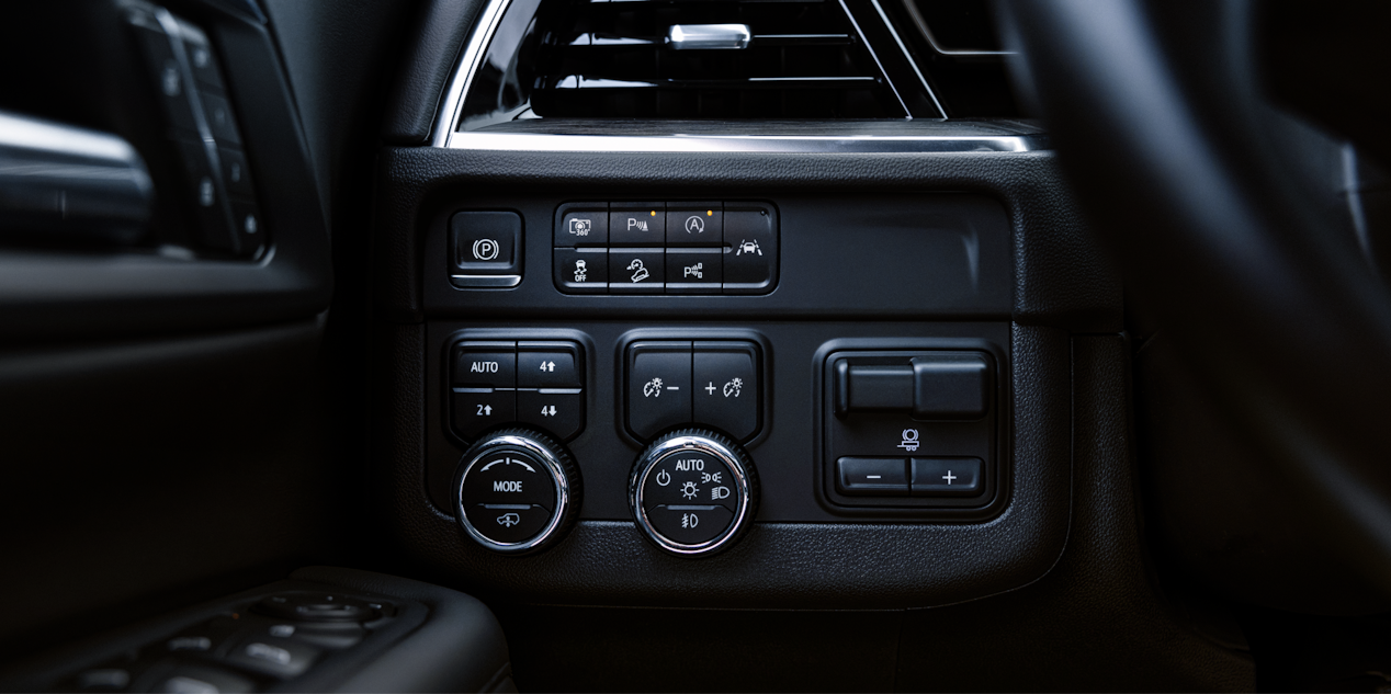 Close-up of the 2026 Chevy Tahoe Driver Controls on the Left Side of the Steering Wheel