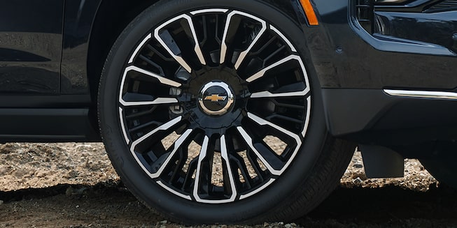 Close-up of a 24-inch Chevrolet Tahoe wheel
